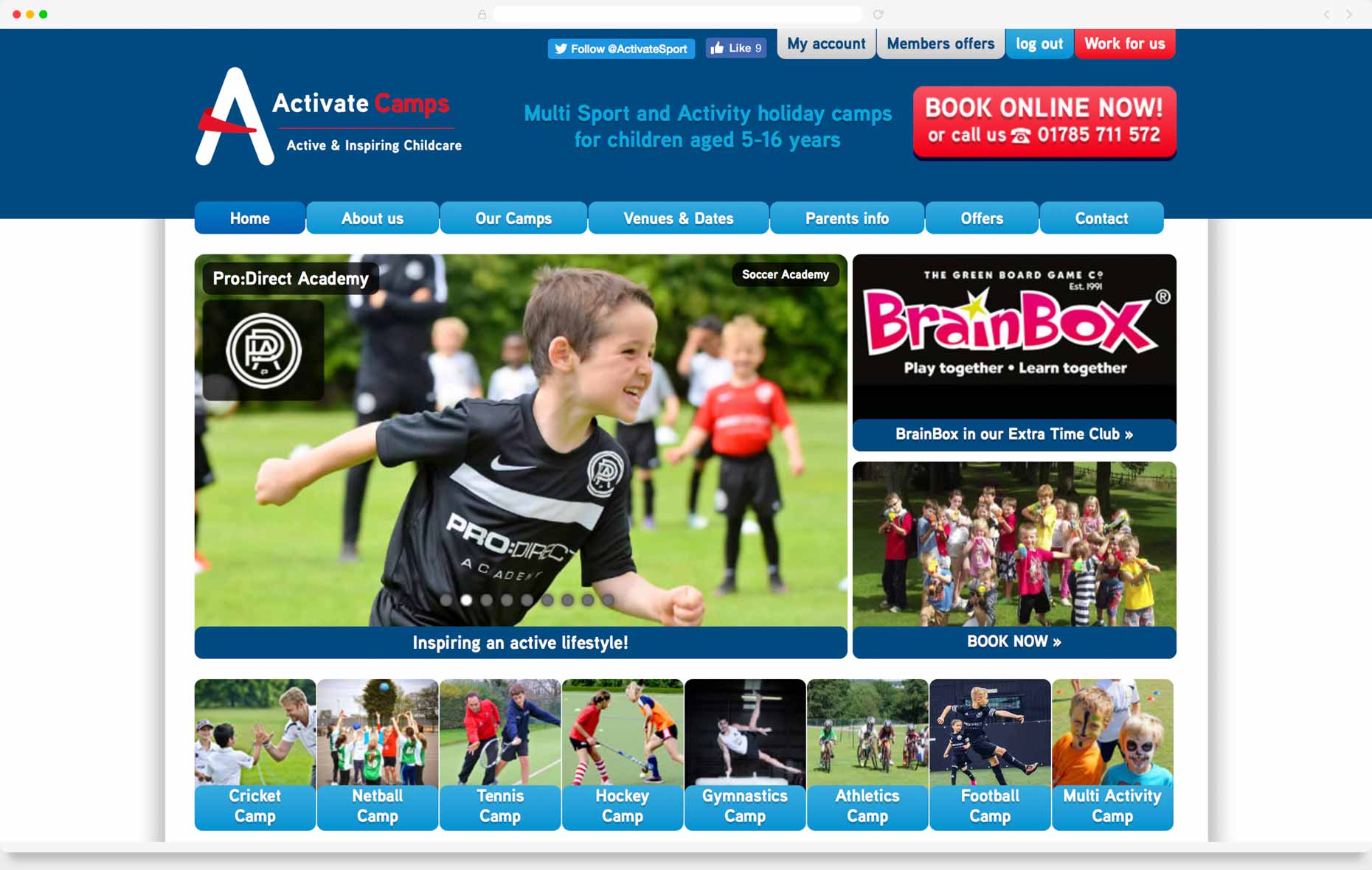 Website Design & Development - Activate Camps, Staffordshire