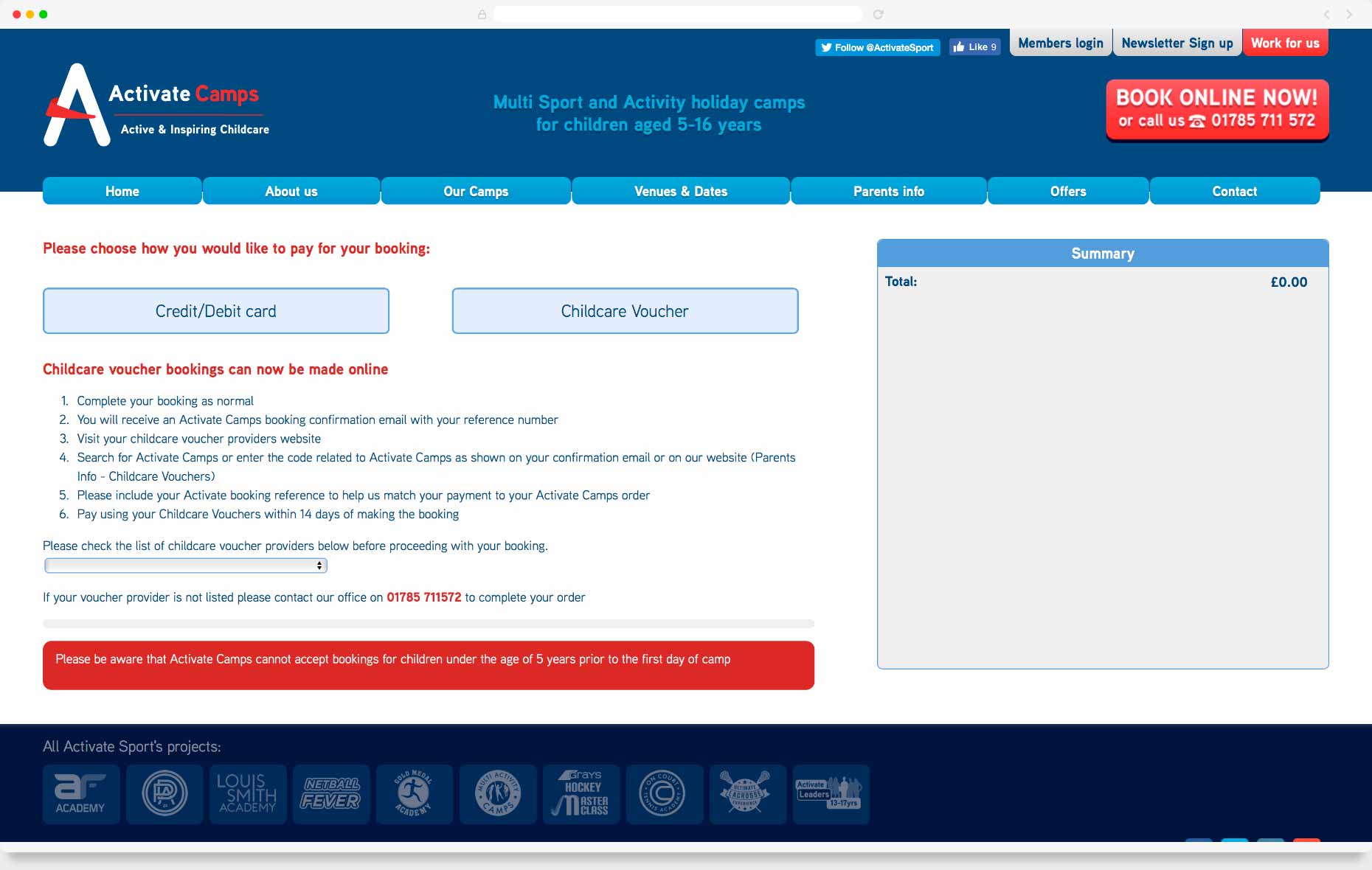 Website Design & Development - Activate Camps, Staffordshire