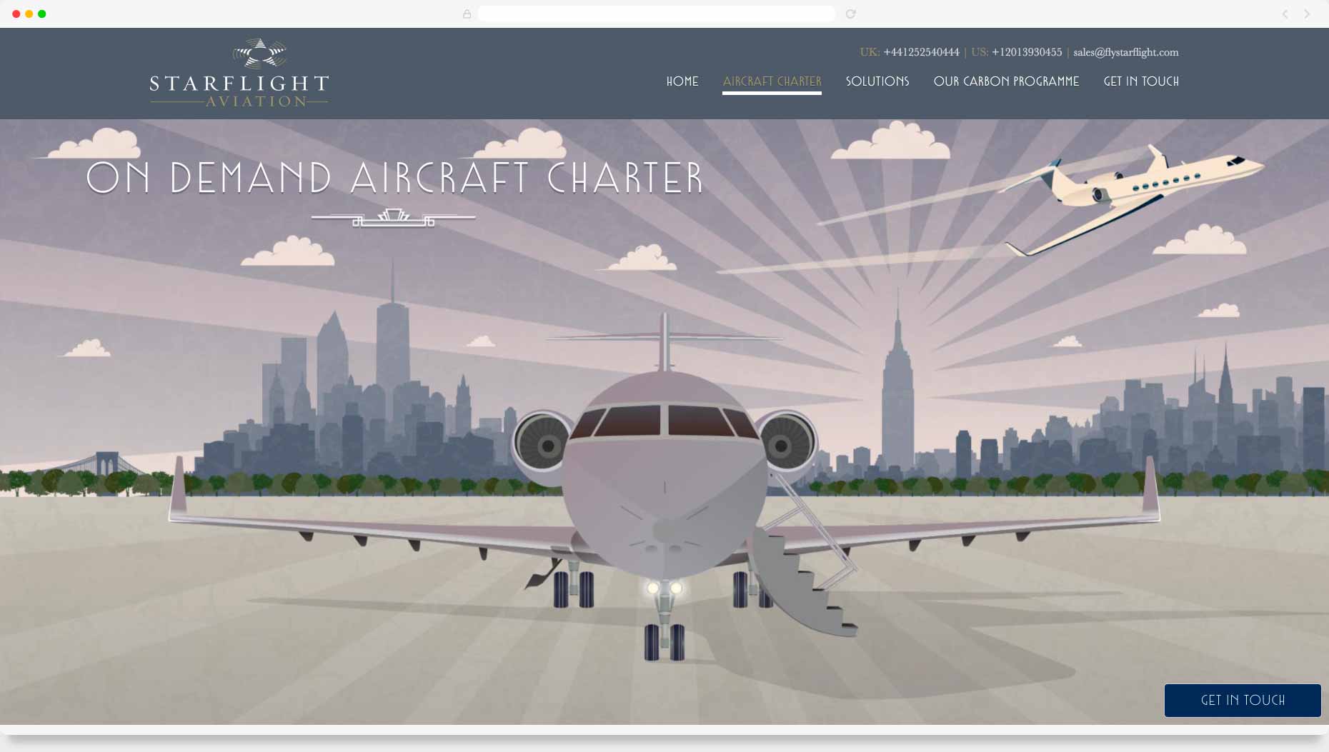 Website Design & Development - Starflight Aviation, Hampshire