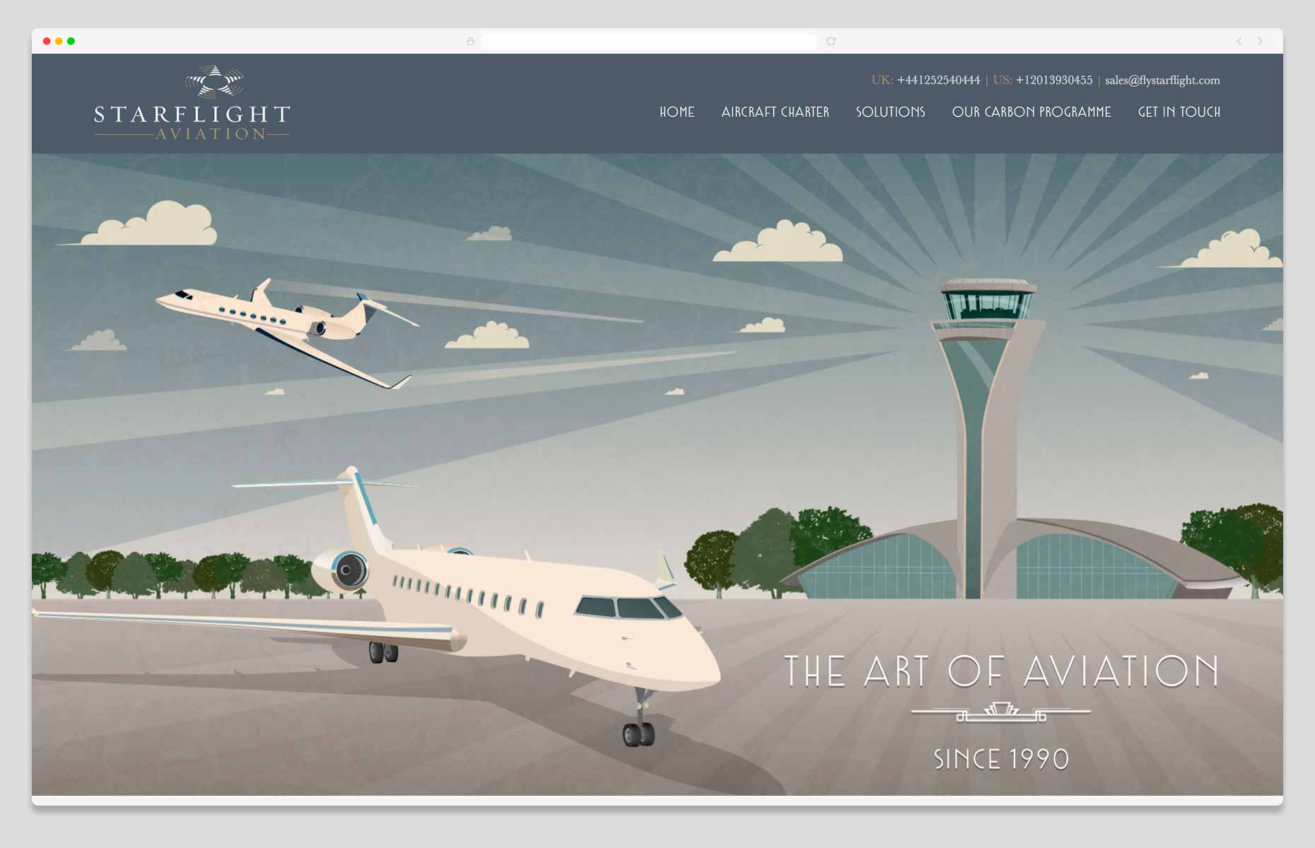 Website Design & Development - Starflight Aviation, Hampshire